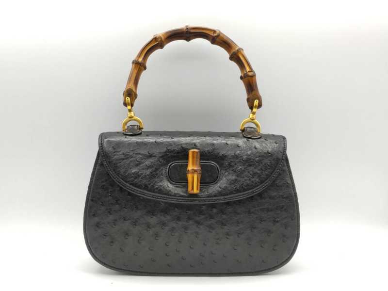 グッチ買取 バンブー2wayバッグ オーストリッチ ストラップ欠品